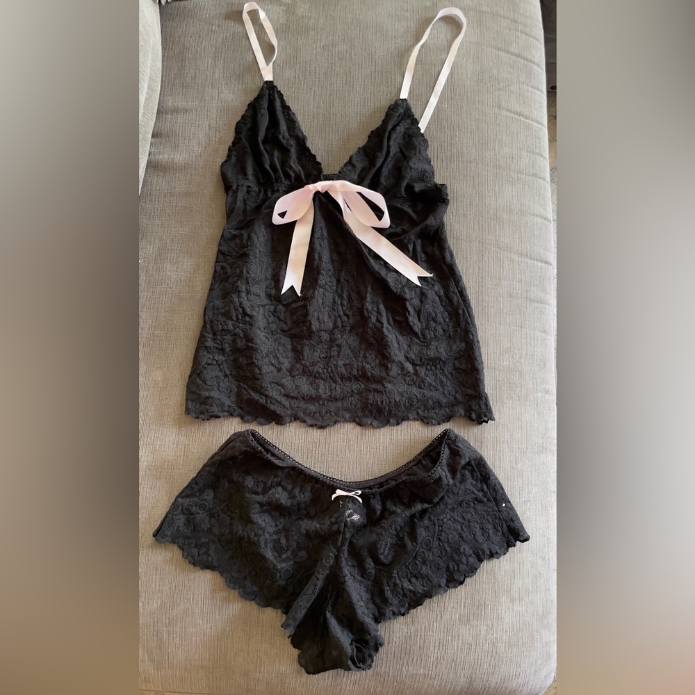 Black lace size M cami set
